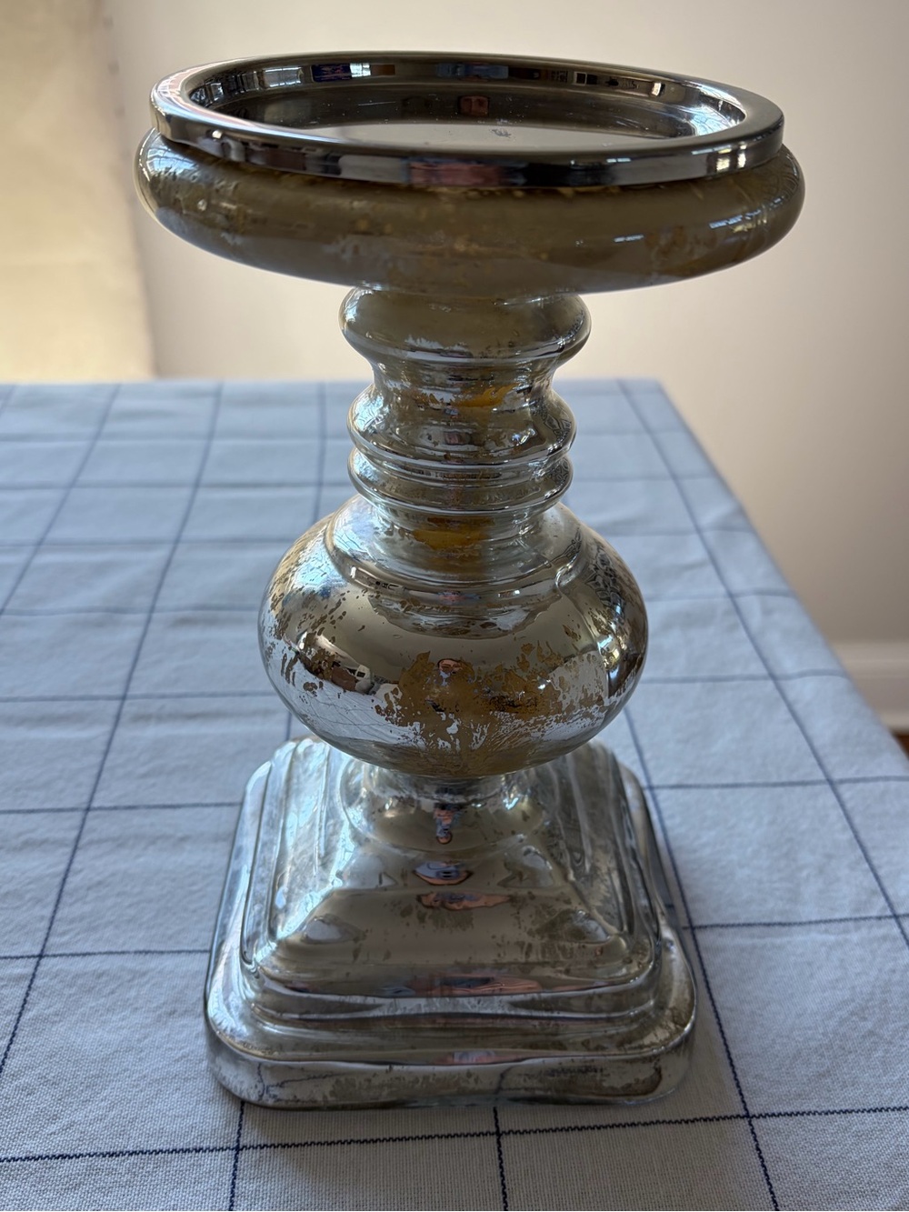 Pottery Barn Antique Mercury Piller Holder Medium 9" tall